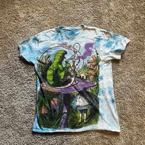 Liquid Blue Alice In Wonderland Tie Dye‎ Graphic Tee All Over Print 2015 Medium